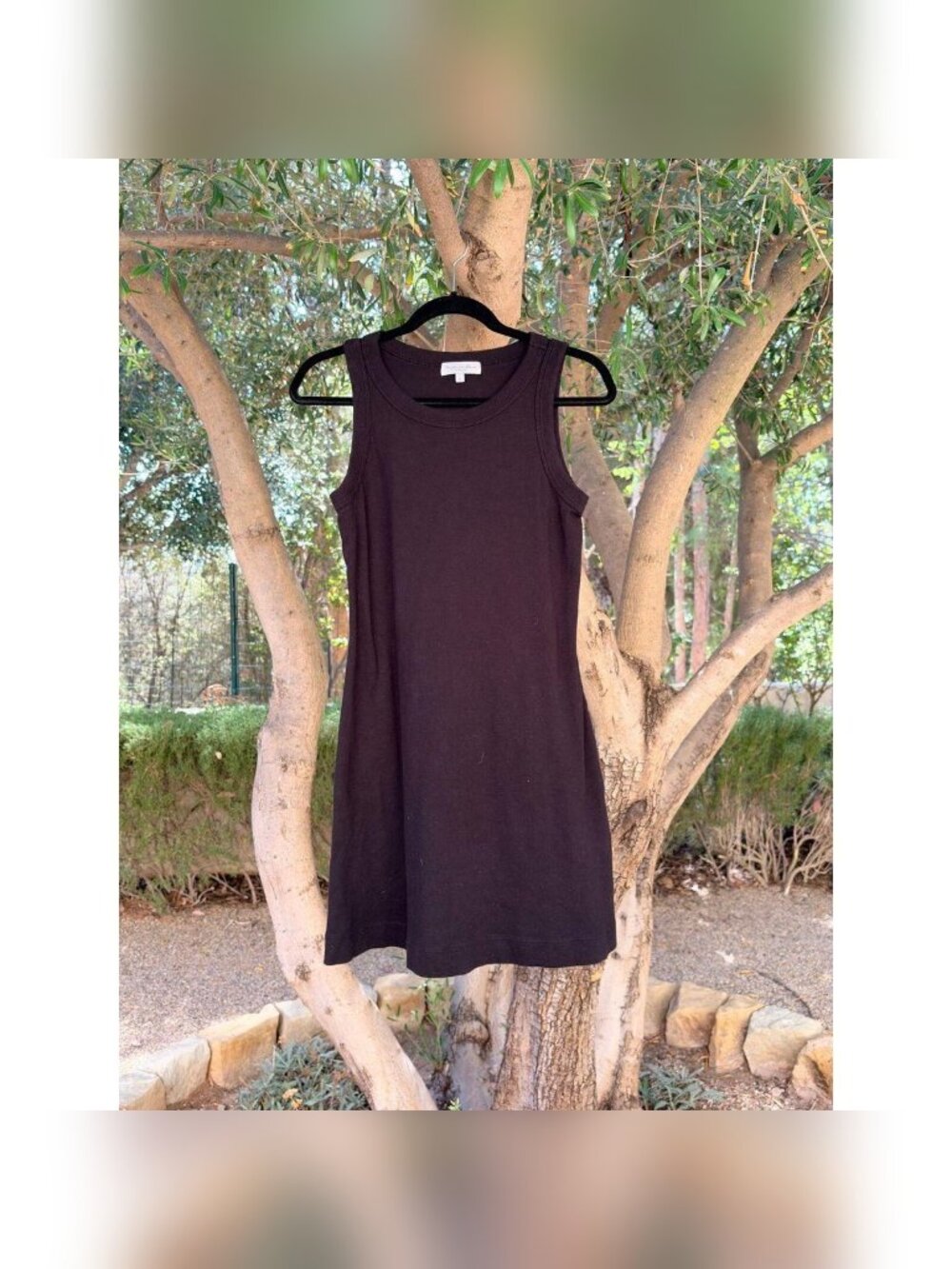 Michael Stars Ribbed Tank Midi Dress Dark Brown S